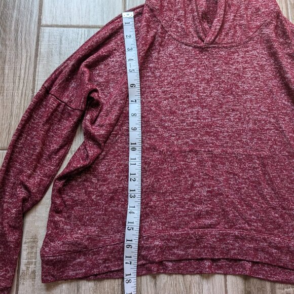 Don’t Ask Why Women’s Burgundy Marled Hooded Long Sleeve Top One Size - Picture 3 of 4